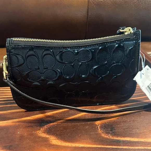 Coach Sig Pat Penn Black Embossed Shoulder Bag - Picture 3 of 10